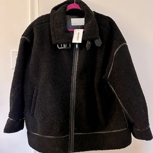 Oak + Fort Shearling Aviator Jacket